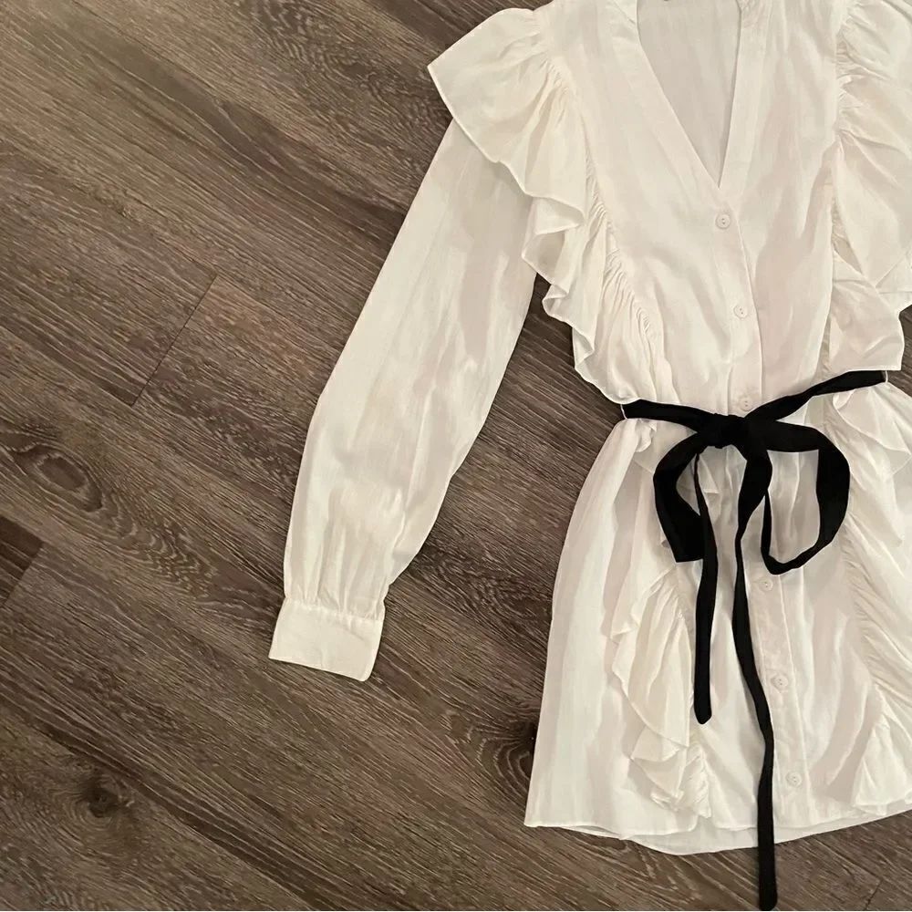 Mlm Label Miller Ruffle Shirtdress - Picture 2 of 10